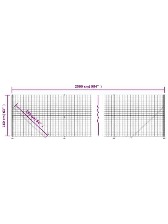 Stiepļu žogs ar atloku, 1,6x25 m, zaļš