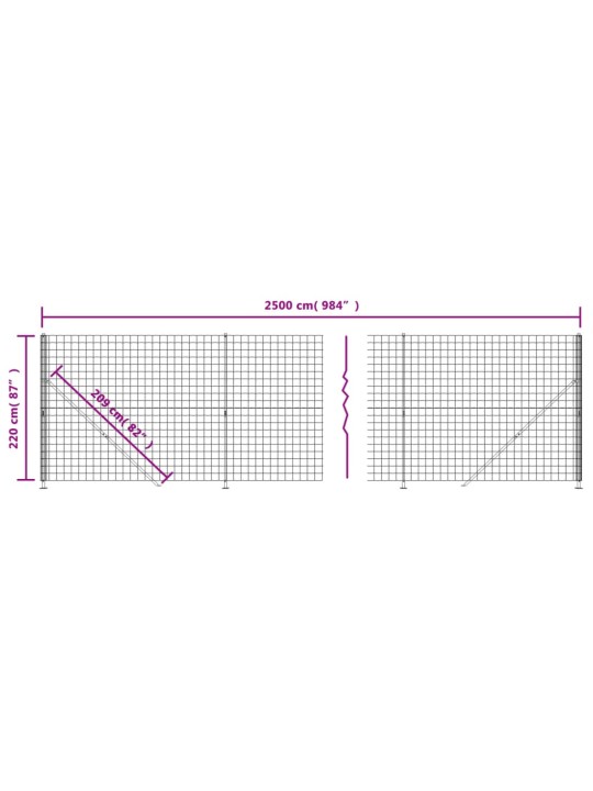 Stiepļu žogs ar atloku, zaļš, 2,2x25 m