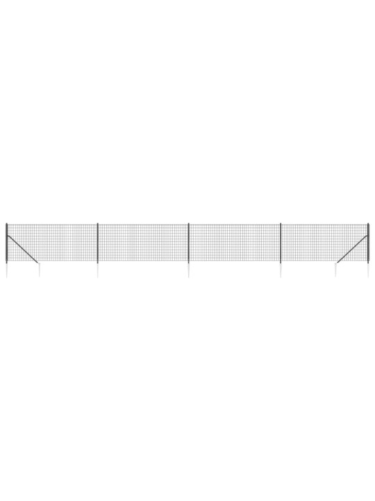 Stiepļu žogs ar zemes mietiņiem, antracītpelēks, 0,8x10 m