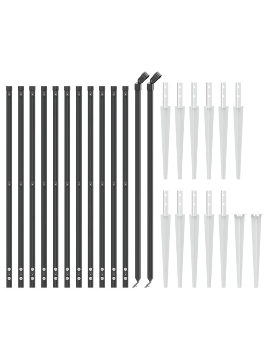 Stiepļu žogs ar zemes mietiņiem, antracītpelēks, 0,8x25 m