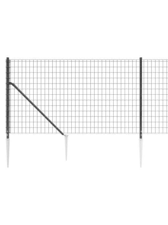 Stiepļu žogs ar zemes mietiņiem, antracītpelēks, 0,8x25 m