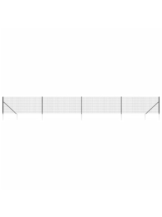 Stiepļu žogs ar zemes mietiņiem, antracītpelēks, 0,8x10 m