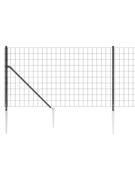 Stiepļu žogs ar zemes mietiņiem, antracītpelēks, 0,8x10 m