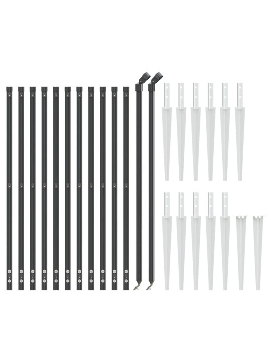 Stiepļu žogs ar zemes mietiņiem, antracītpelēks, 0,8x25 m