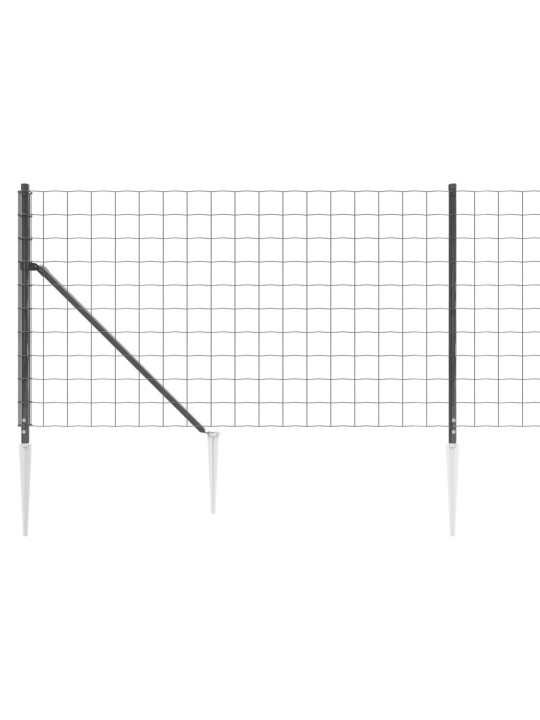 Stiepļu žogs ar zemes mietiņiem, antracītpelēks, 0,8x25 m