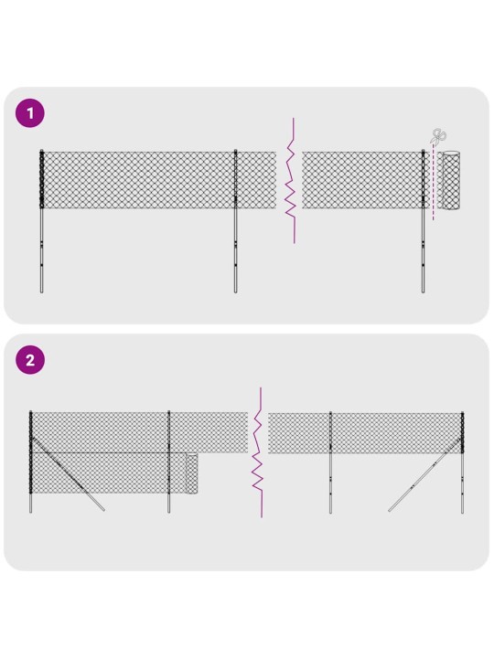 Stiepļu žogs ar atloku, 2x10 m, antracītpelēks