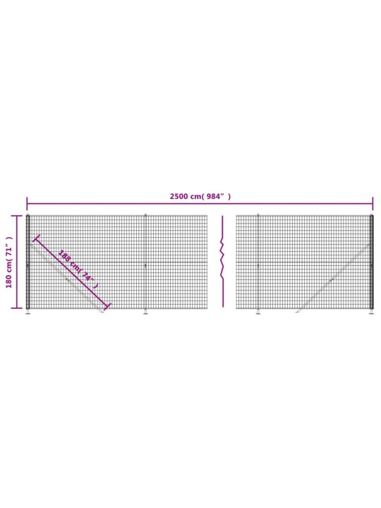 Stiepļu žogs ar atloku, 1,8x25 m, antracītpelēks