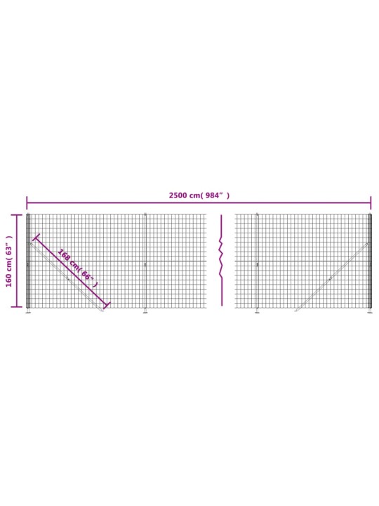 Stiepļu žogs ar atloku, 1,6x25 m, antracītpelēks
