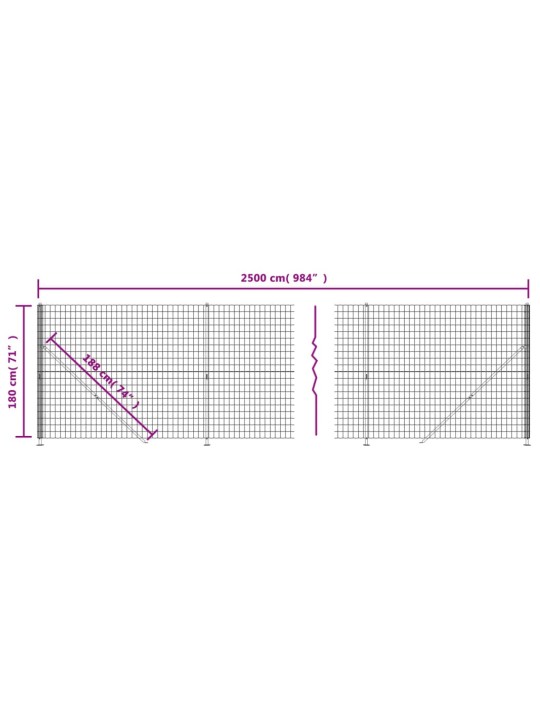 Stiepļu žogs ar atloku, 1,8x25 m, antracītpelēks