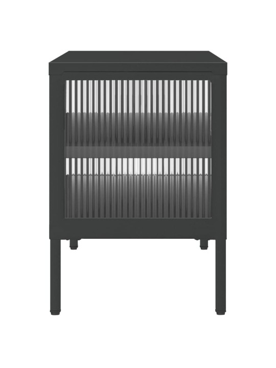 Tv skapītis, 105x35x50 cm, stikls un tērauds, melns