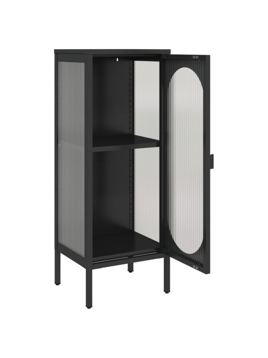 Kumode, 40x35x105 cm, stikls un tērauds, melna