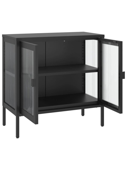 Kumode, 70x35x70 cm, stikls un tērauds, melna