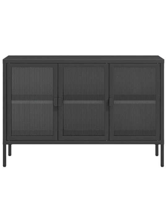 Kumode, 105x35x70 cm, stikls un tērauds, melna