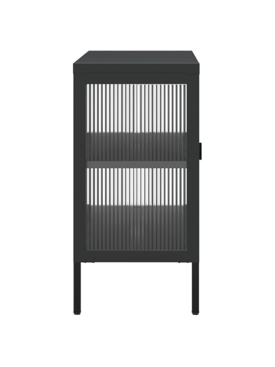 Kumode, 105x35x70 cm, stikls un tērauds, melna