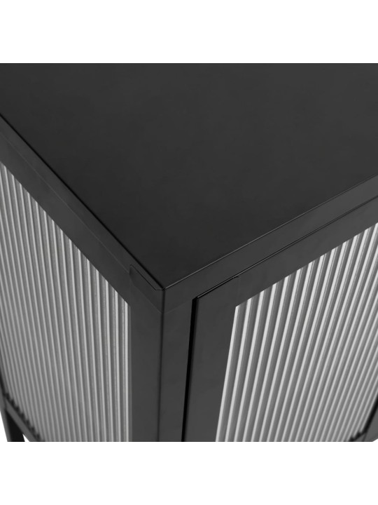 Kumode, 105x35x70 cm, stikls un tērauds, melna