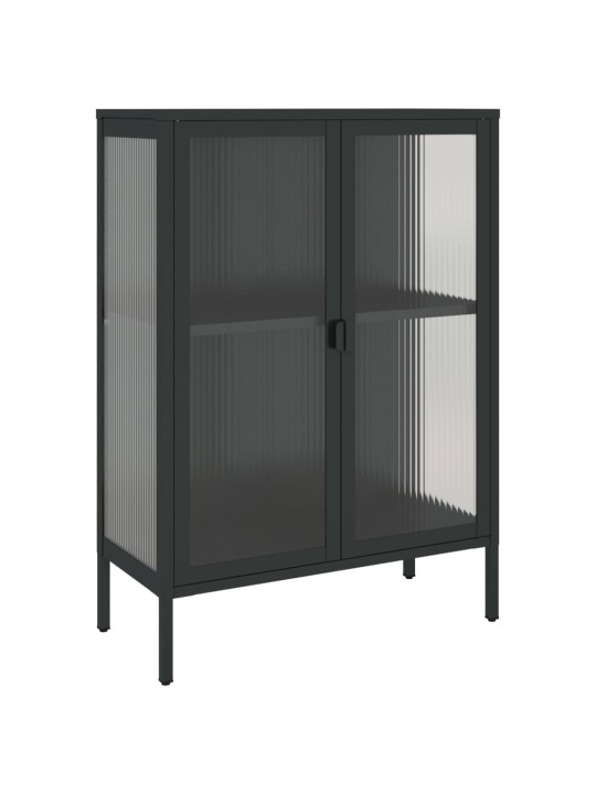 Kumode, 75x35x105 cm, stikls un tērauds, melna
