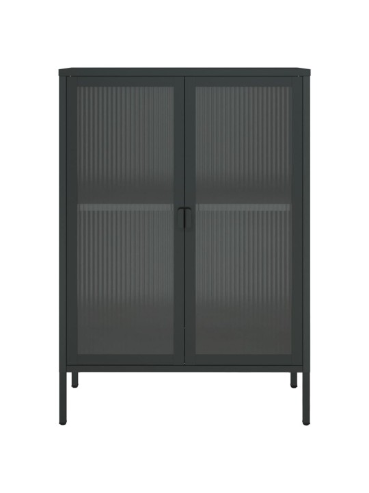 Kumode, 75x35x105 cm, stikls un tērauds, melna