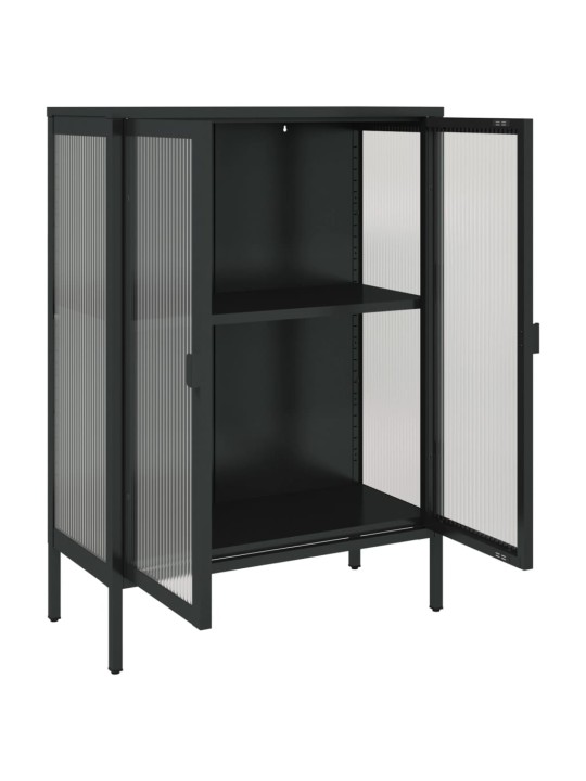 Kumode, 75x35x105 cm, stikls un tērauds, melna