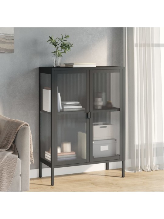 Kumode, 75x35x105 cm, stikls un tērauds, melna