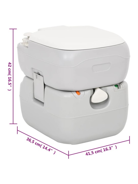 Portatīvā kempinga tualete, pelēka un balta, 22+12 l, hdpe