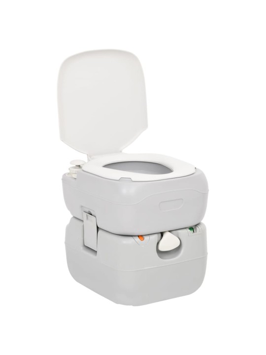 Portatīvā kempinga tualete, pelēka un balta, 22+12 l, hdpe