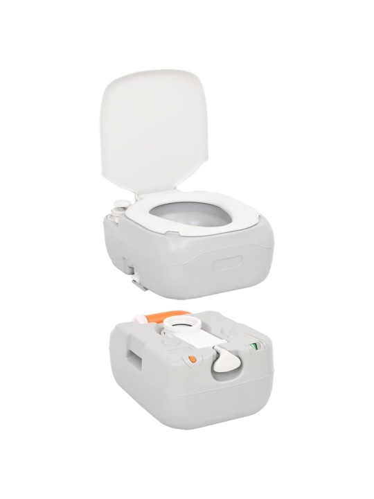 Portatīvā kempinga tualete, pelēka un balta, 22+12 l, hdpe