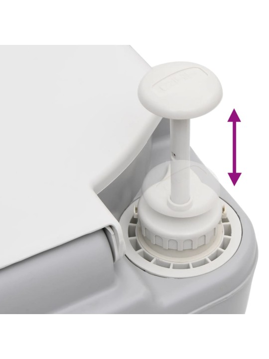 Portatīvā kempinga tualete, pelēka un balta, 22+12 l, hdpe
