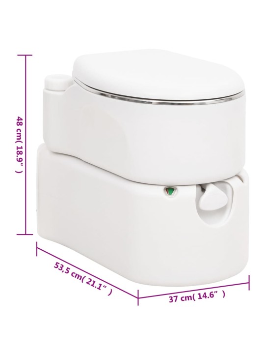 Integrētā kempinga tualete, balta, 24+17 l, hdpe un tērauds