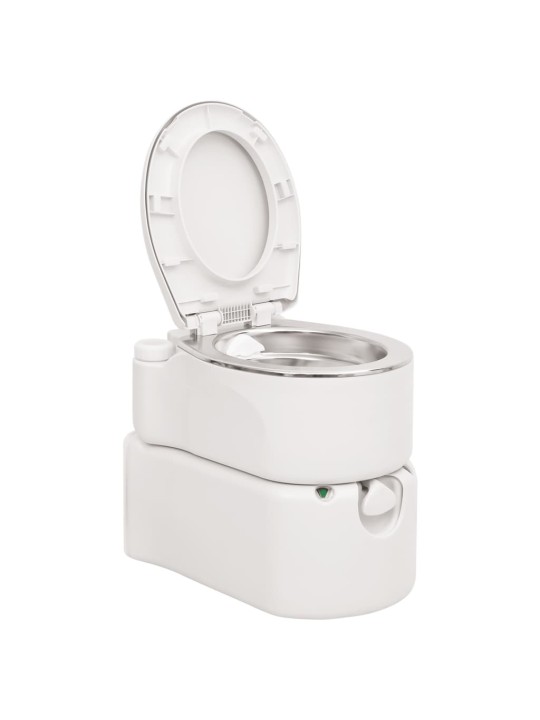 Integrētā kempinga tualete, balta, 24+17 l, hdpe un tērauds