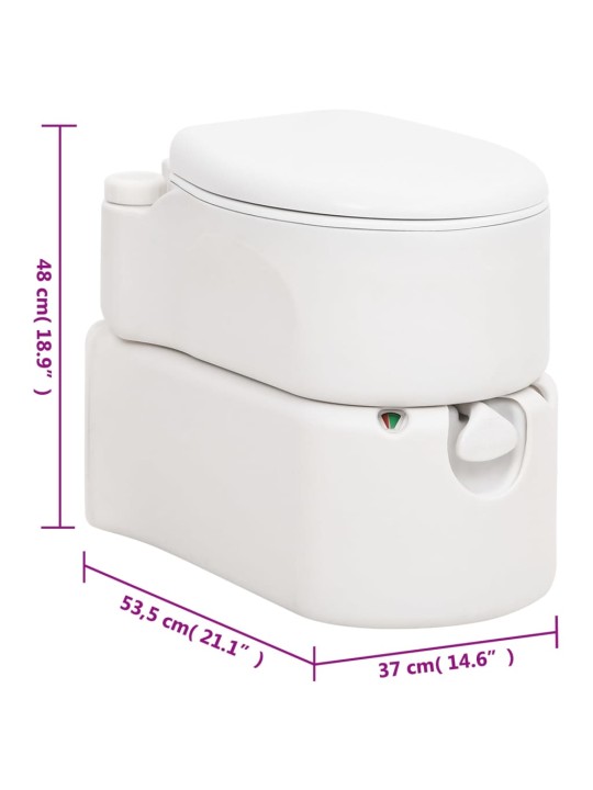 Integrētā kempinga tualete, balta, 24+17 l, hdpe un emalja