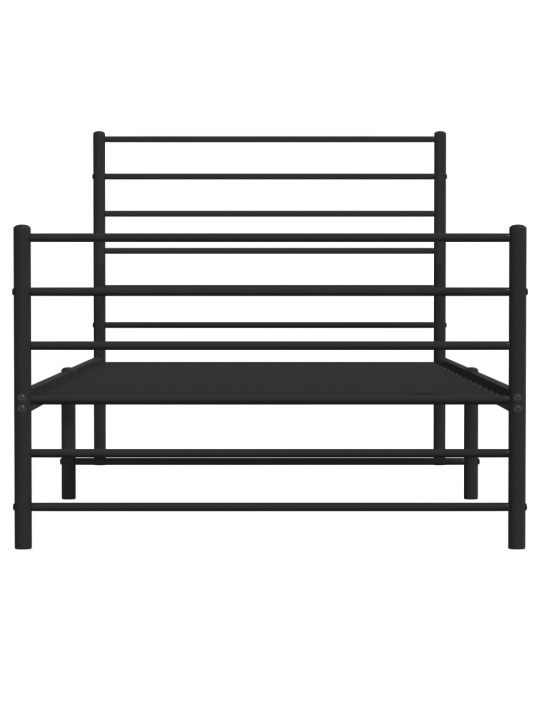 Gultas rāmis ar galvgali un kājgali, melns metāls, 90x200 cm