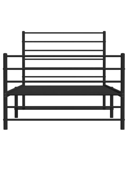 Gultas rāmis ar galvgali un kājgali, melns metāls, 100x200 cm