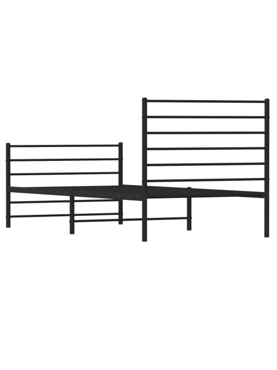 Gultas rāmis ar galvgali un kājgali, melns metāls, 100x200 cm