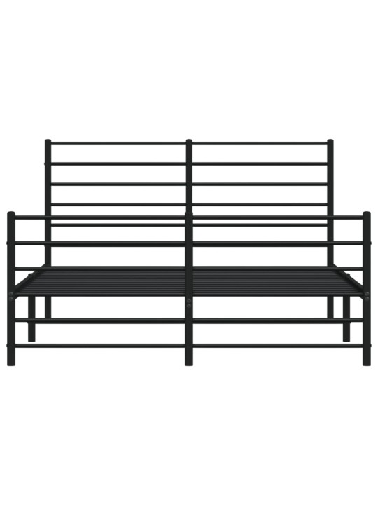 Gultas rāmis ar galvgali un kājgali, melns metāls, 120x200 cm