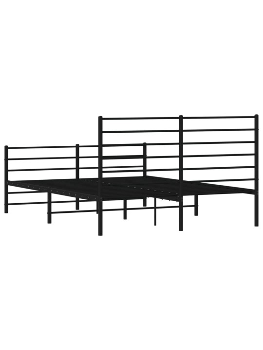 Gultas rāmis ar galvgali un kājgali, melns metāls, 135x190 cm