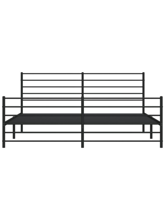 Gultas rāmis ar galvgali un kājgali, melns metāls, 200x200 cm
