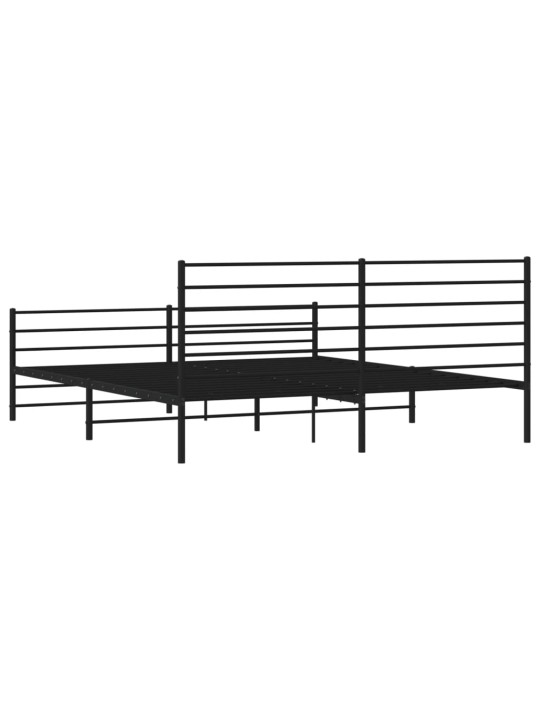 Gultas rāmis ar galvgali un kājgali, melns metāls, 200x200 cm