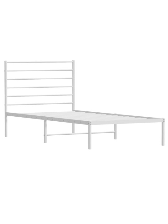 Gultas rāmis ar galvgali, balts metāls, 80x200 cm