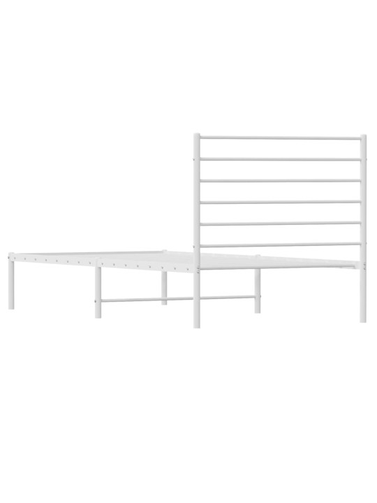 Gultas rāmis ar galvgali, balts metāls, 90x200 cm