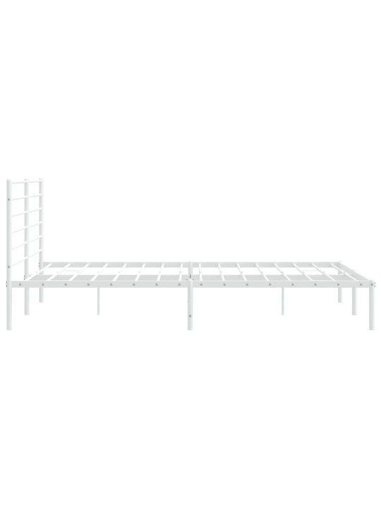 Gultas rāmis ar galvgali, balts metāls, 200x200 cm