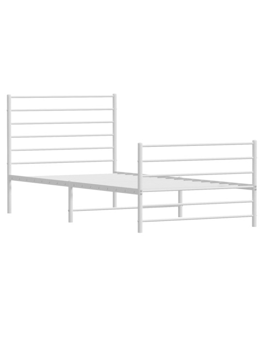 Gultas rāmis ar galvgali un kājgali, balts metāls, 80x200 cm