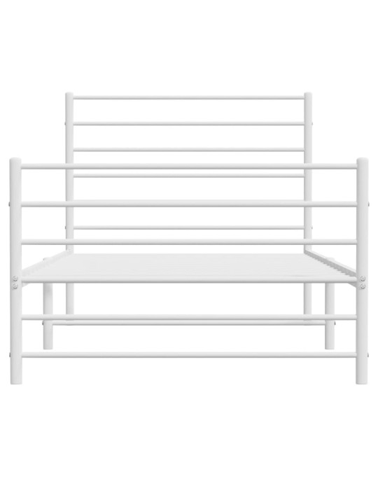 Gultas rāmis ar galvgali un kājgali, balts metāls, 100x200 cm