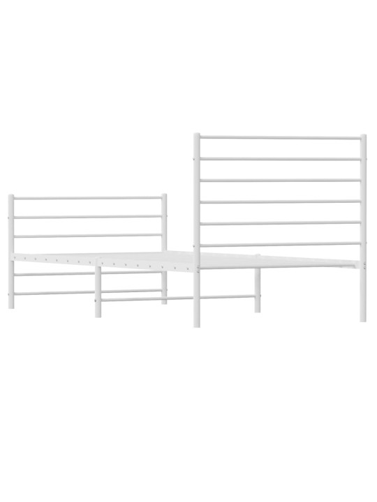 Gultas rāmis ar galvgali un kājgali, balts metāls, 100x200 cm