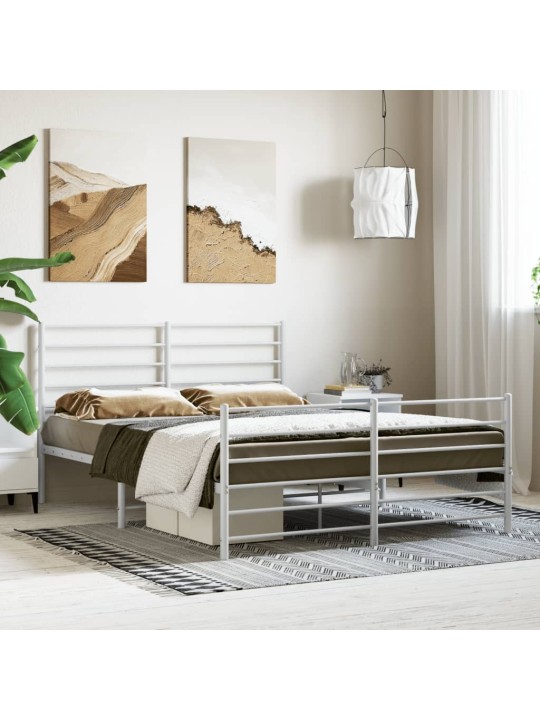 Gultas rāmis ar galvgali un kājgali, balts metāls, 120x200 cm