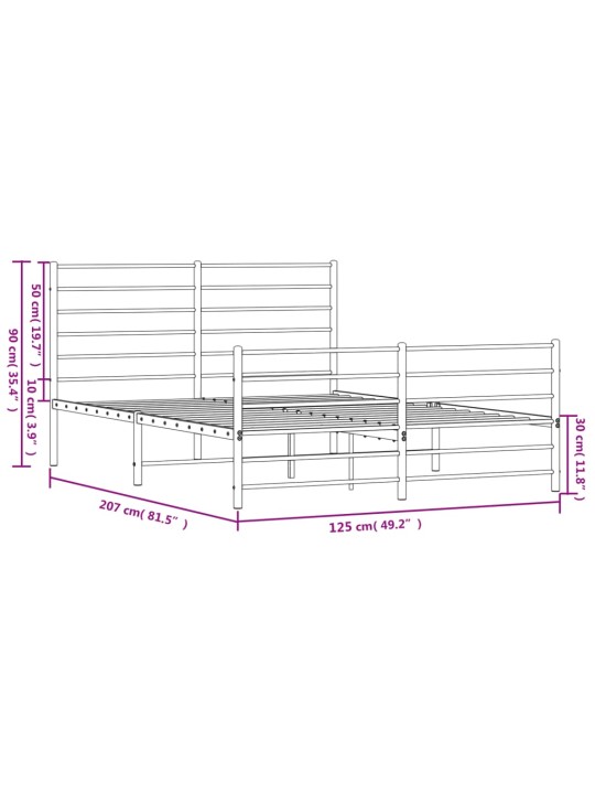 Gultas rāmis ar galvgali un kājgali, balts metāls, 120x200 cm