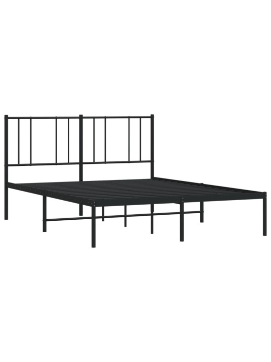 Gultas rāmis ar galvgali, melns metāls, 120x200 cm