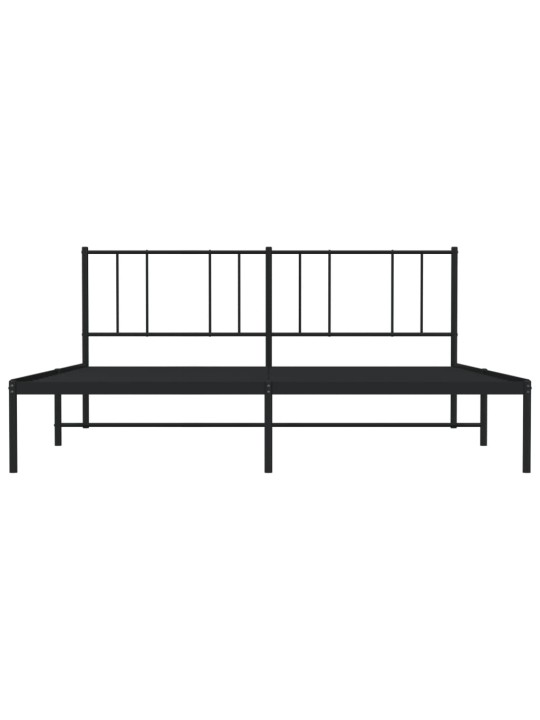 Gultas rāmis ar galvgali, melns metāls, 200x200 cm