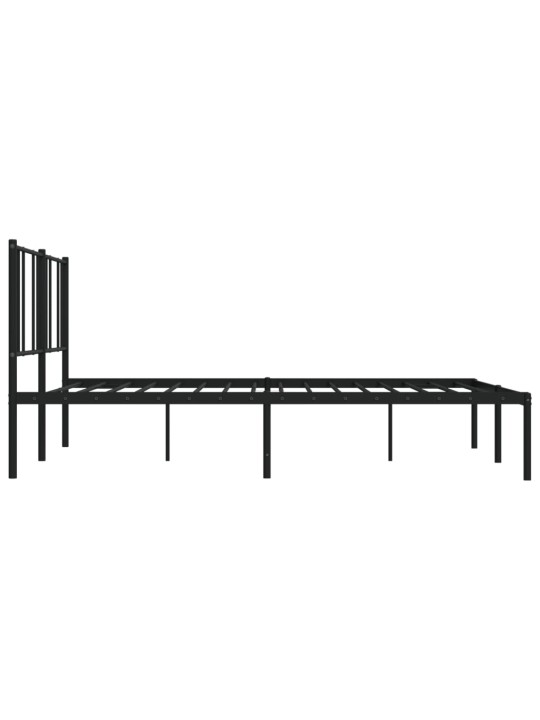 Gultas rāmis ar galvgali, melns metāls, 200x200 cm