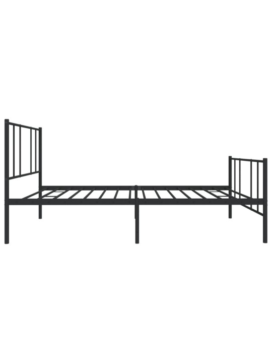 Gultas rāmis ar galvgali un kājgali, melns metāls, 75x190 cm