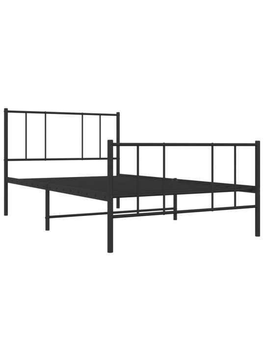 Gultas rāmis ar galvgali un kājgali, melns metāls, 80x200 cm